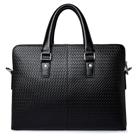 Men's Leather Large Capacity Business Computer Woven Men's Briefcases