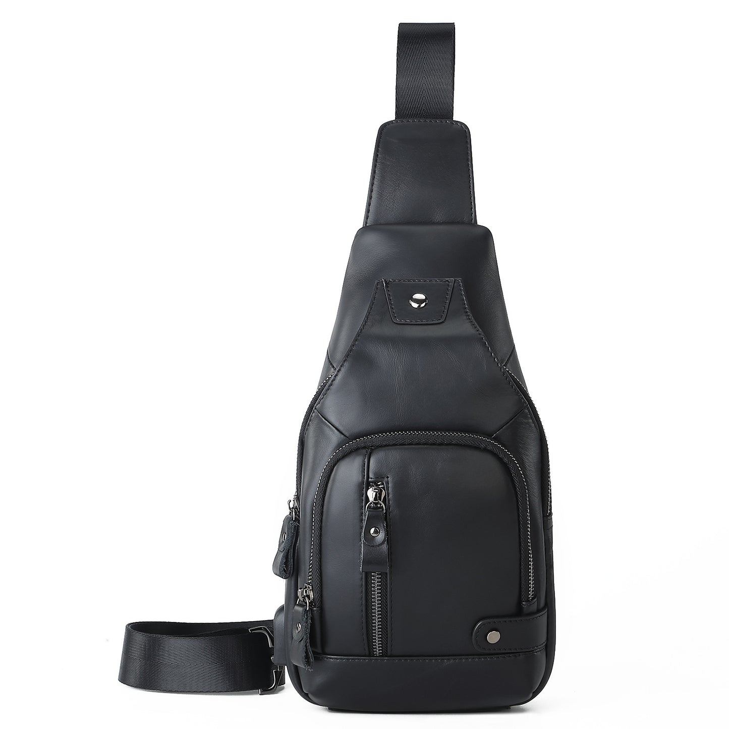 Men's Leather Large Capacity First Layer Cowhide Men's Chest Bags