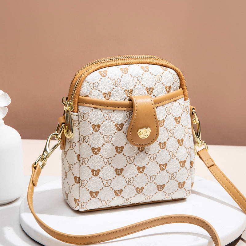Women's Bear Attachment Mobile Fashion Mini Walking Crossbody Bags
