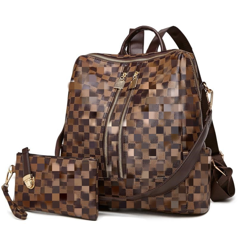 Women's Glamorous Innovative Coffee Plaid Fashion Backpacks
