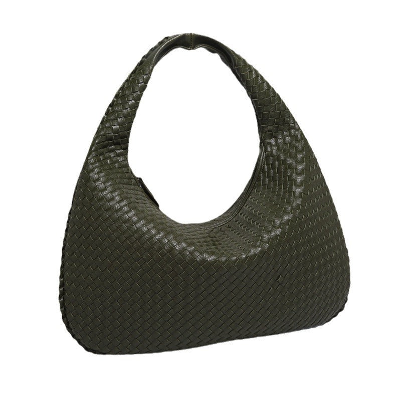 Women's Crescent Woven Large Capacity Simple Croissant Armpit Bags