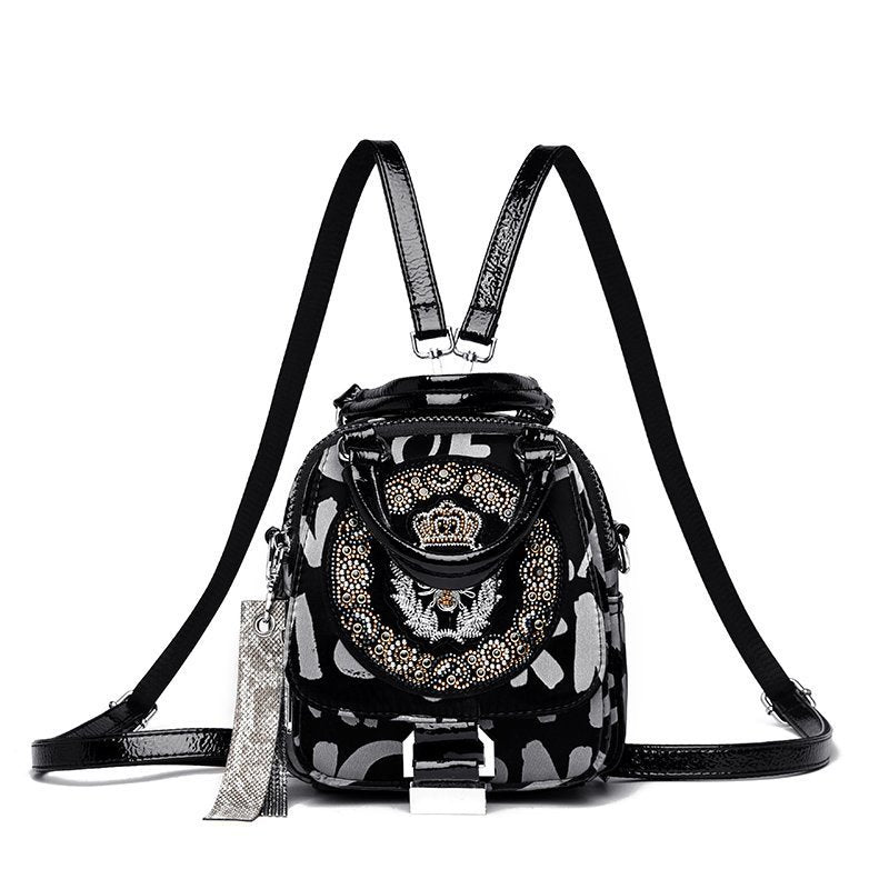 Women's Super Popular Western Style Bright Leather Backpacks
