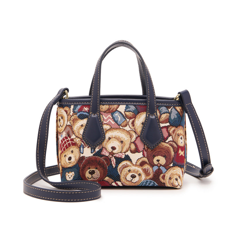 Women's Bear Attachment Portable Cute Jacquard Crossbody Bags