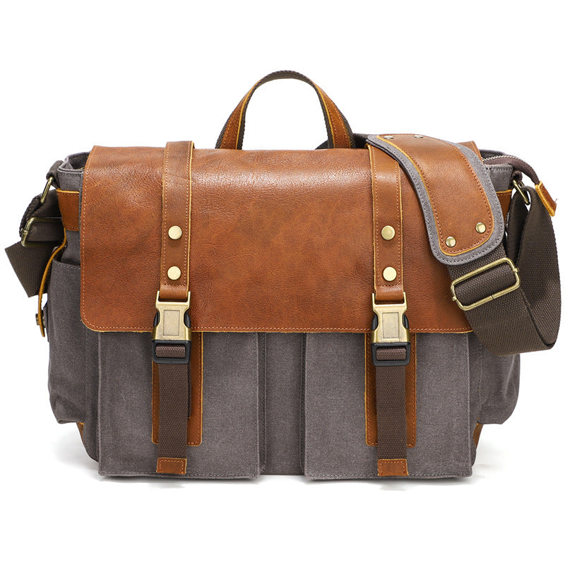 Men's Retro Oil Wax Canvas With First Men's Messenger Bags