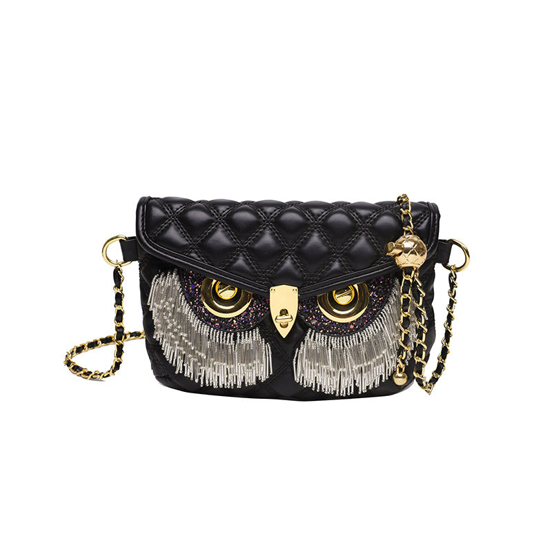 Fashion Women's Tassel Owl Mask Design Shoulder Bags