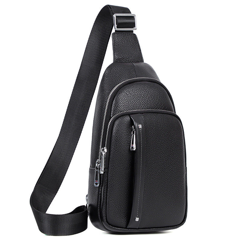 Men's First Layer Cowhide Simple Trendy Men's Chest Bags