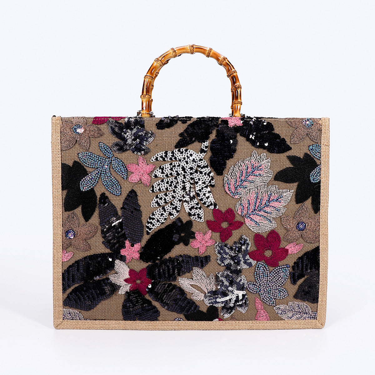 Women's Fashionable Sequins Niche Popular Straw Woven Tote Bags