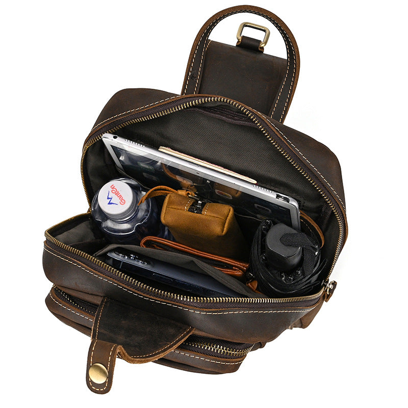 Men's Genuine Leather Large Capacity Retro Crazy Bags