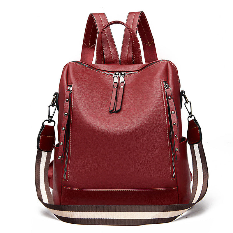 Women's Genuine Leather Korean Versatile Large Capacity Backpacks