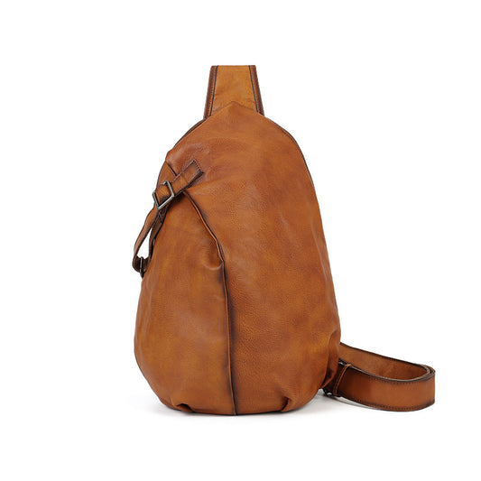 Women's & Men's & Summer Genuine Leather Head Layer Cowhide Handmade Men's Chest Bags