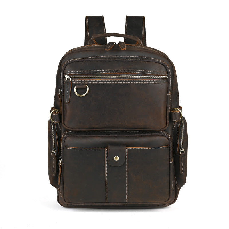 Men's Crazy Horse Leather Large Capacity Retro Backpacks