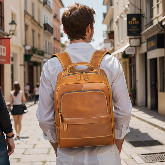 Men's Horse Leather First Layer Cowhide Retro Backpacks
