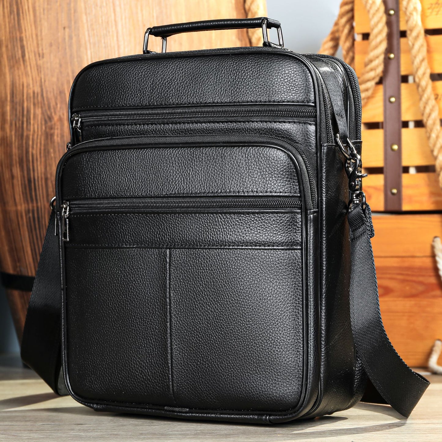 Men's First Layer Cowhide Large Capacity Portable Men's Shoulder Bags