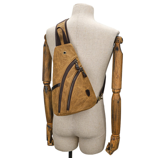 Men's Canvas Large Capacity Retro Waterproof Rucksack Men's Chest Bags