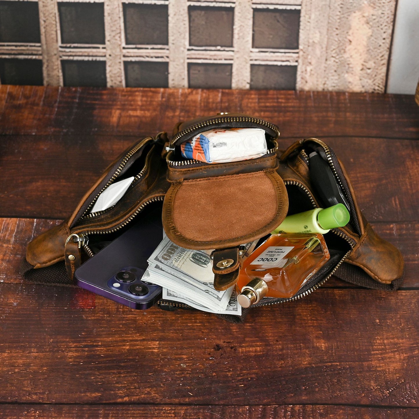 Men's Innovative Retro First Layer Cowhide Men's Waist Packs