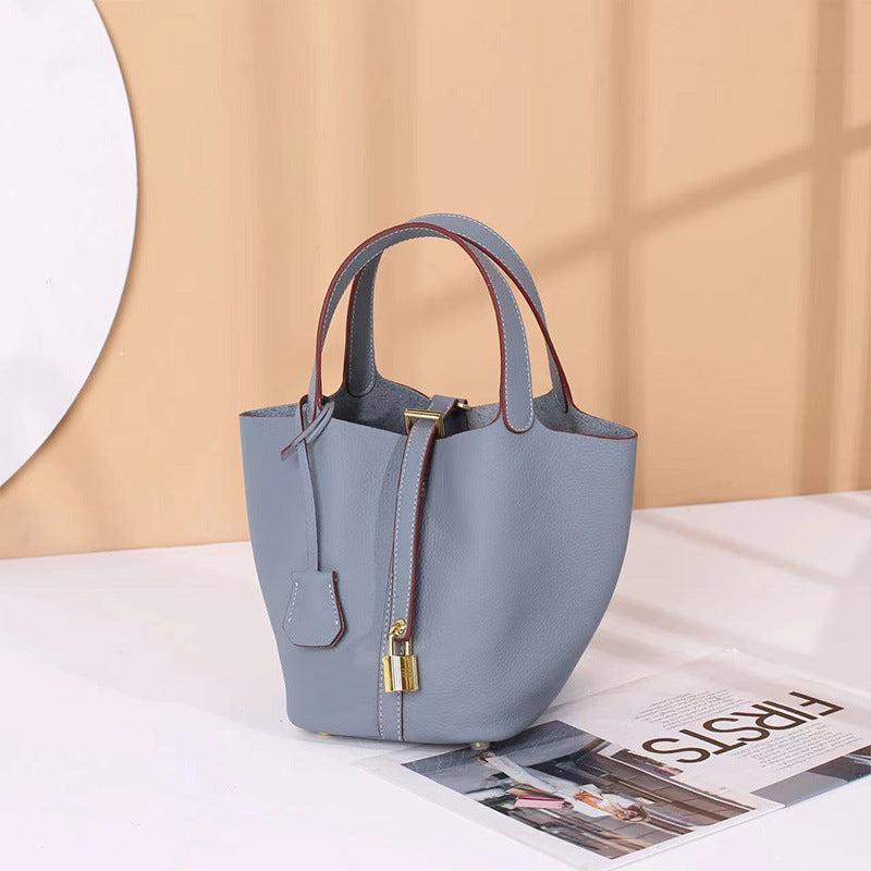 Women's Cowhide Genuine Leather Vegetable Basket Commuter Bags