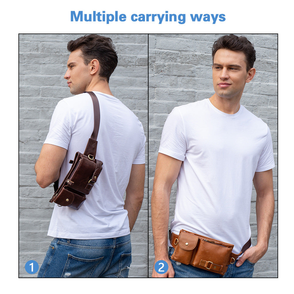Men's Leather Close-fitting Multifunctional Mobile Wear Pouch Men's Waist Packs