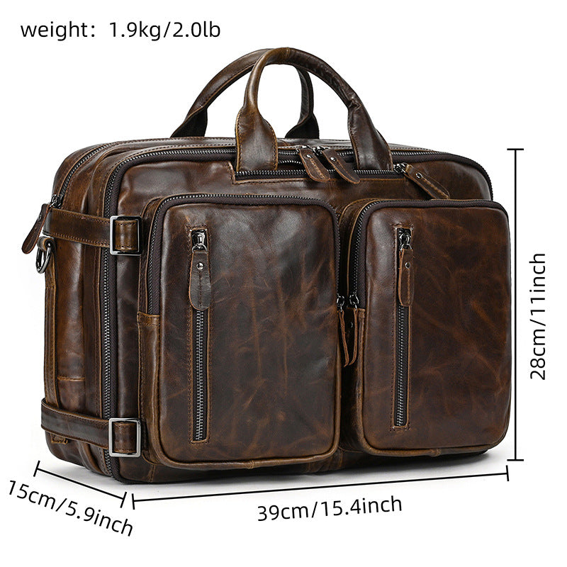 Men's Oily Leather Business First Layer Cowhide Men's Briefcases