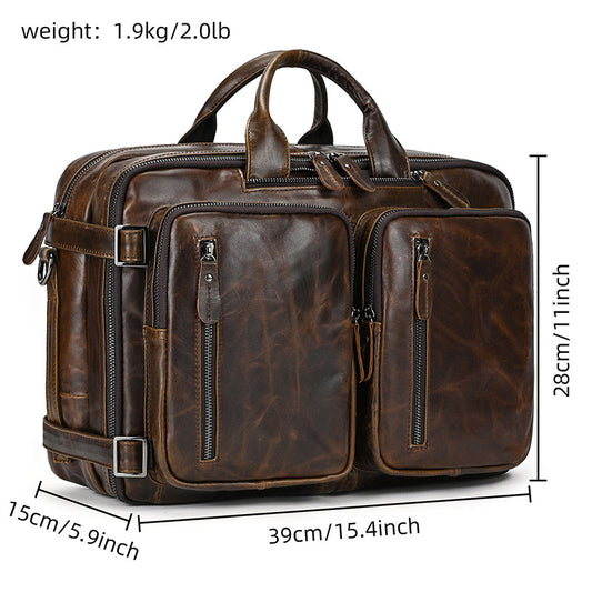 Men's Oily Leather Business First Layer Cowhide Men's Briefcases
