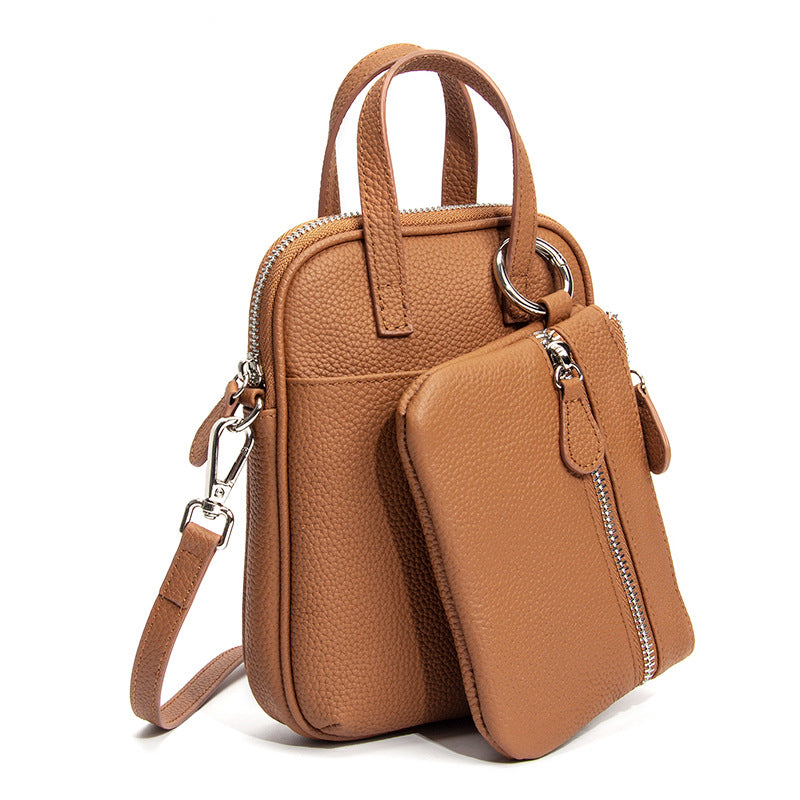 Women's Large Capacity Vertical Genuine Leather Niche Phone Bags