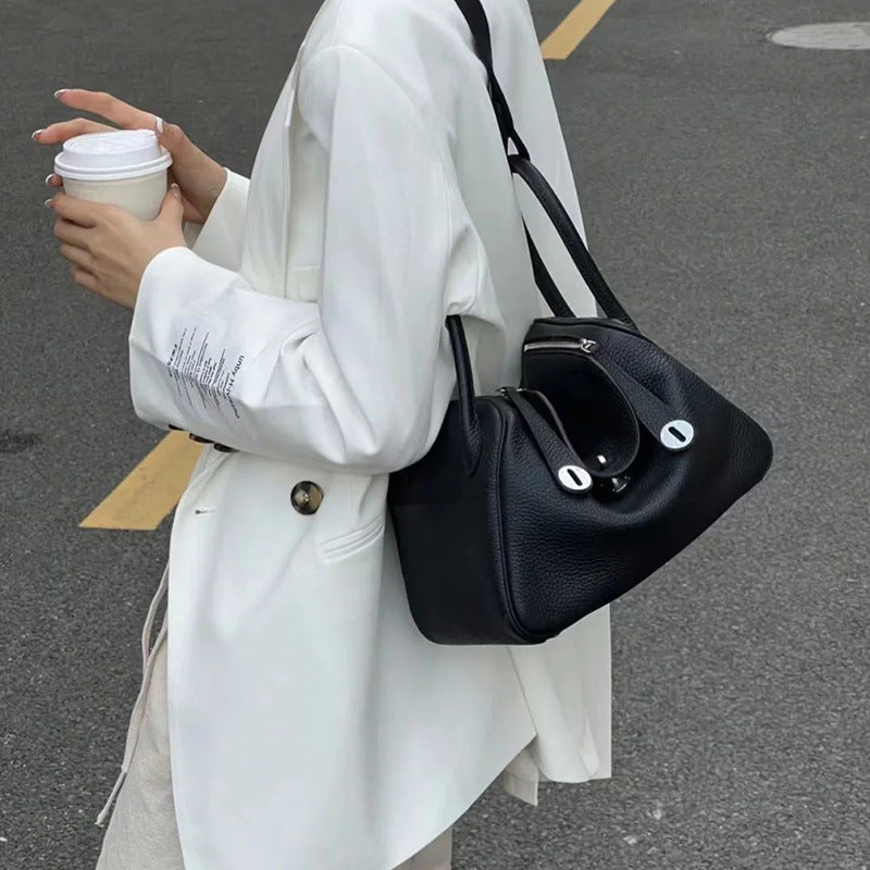 Women's Top Layer Cowhide Mini Lindy Genuine Leather Doctor Shoulder Bags