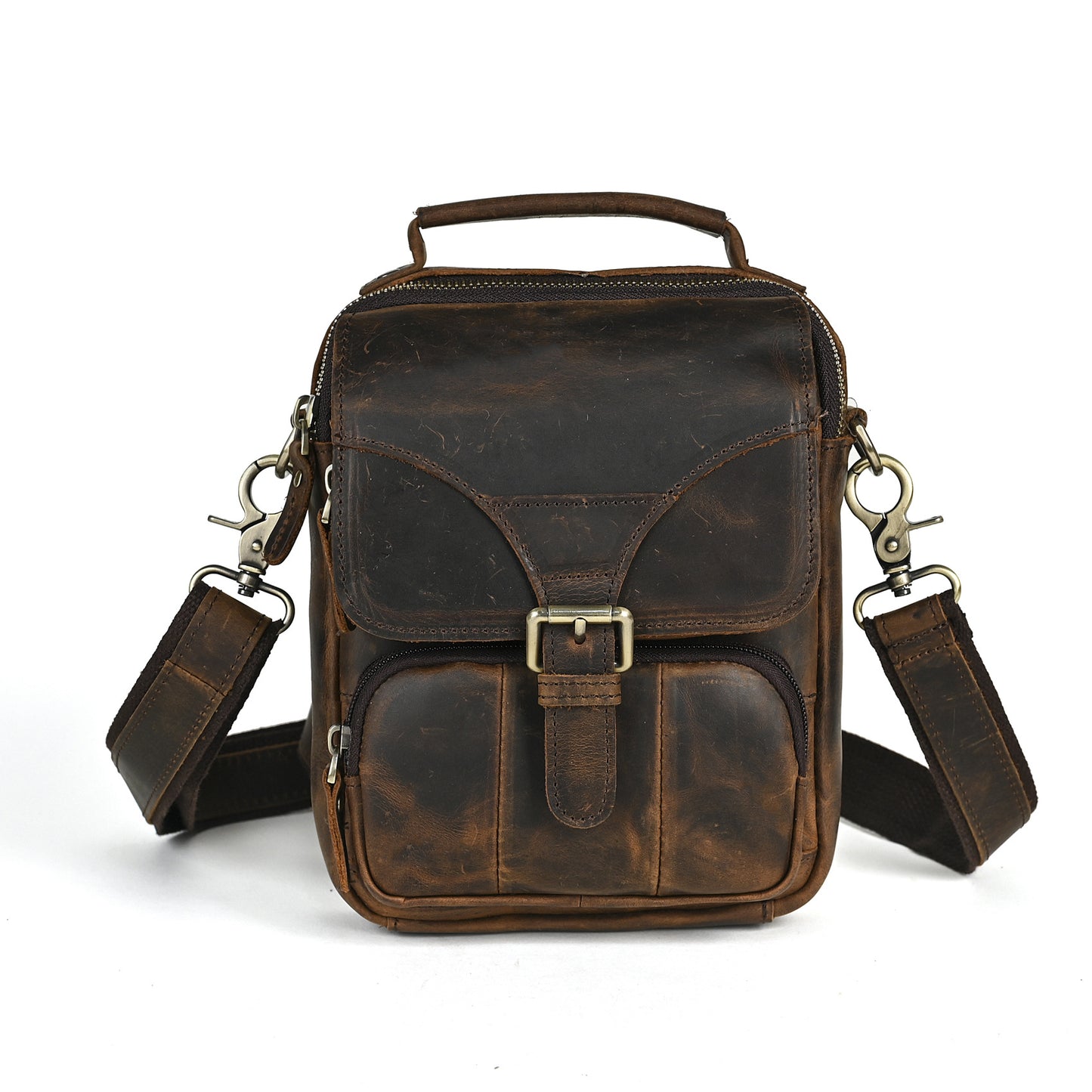 Men's Layer Crazy Horse Skin Cowhide Retro Trendy Men's Chest Bags