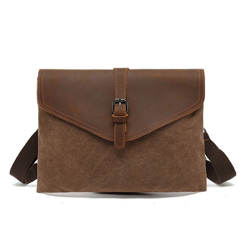 Men's Retro Leather Envelope Tide Waterproof Canvas Bags