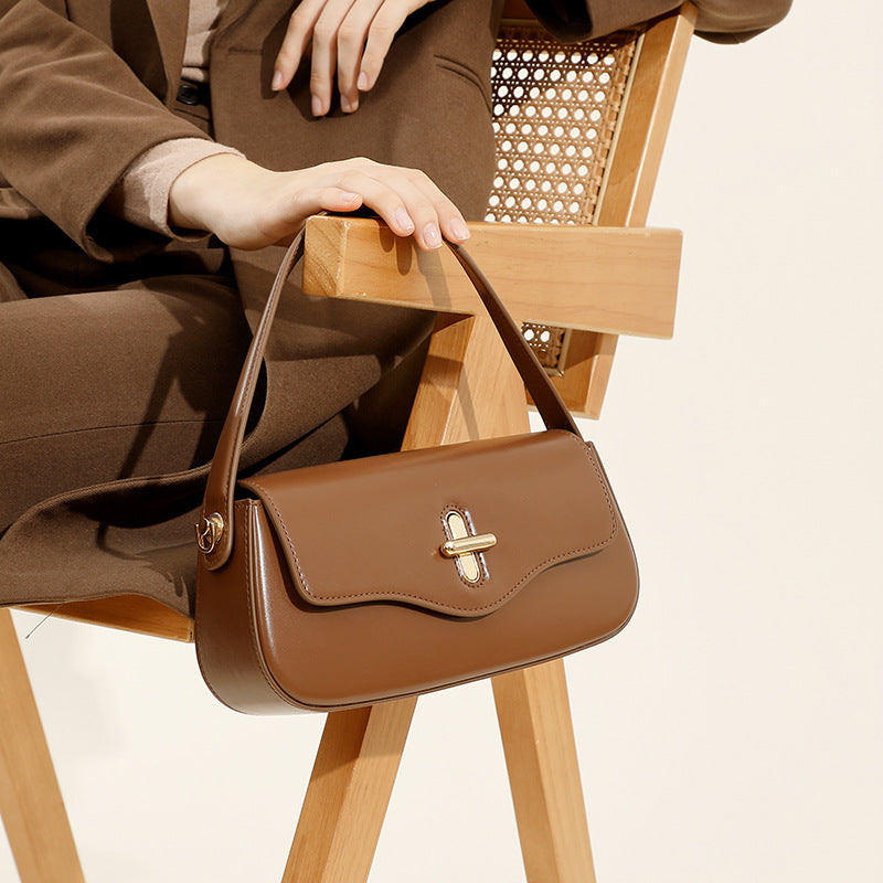 Women's Monthly Baguette Genuine Leather High-grade Underarm Bags