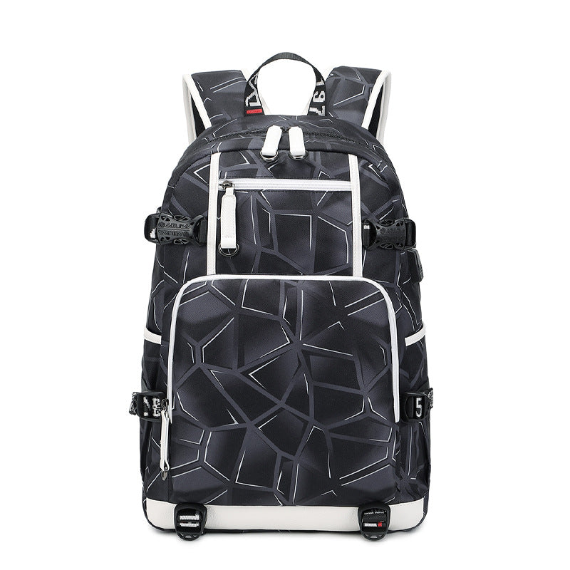 Men's High Thermal Transfer Flower Street Waterproof Backpacks