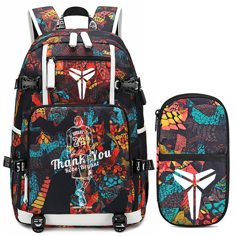 Men's Black Mamba Basketball Thermal Transfer Printing Backpacks