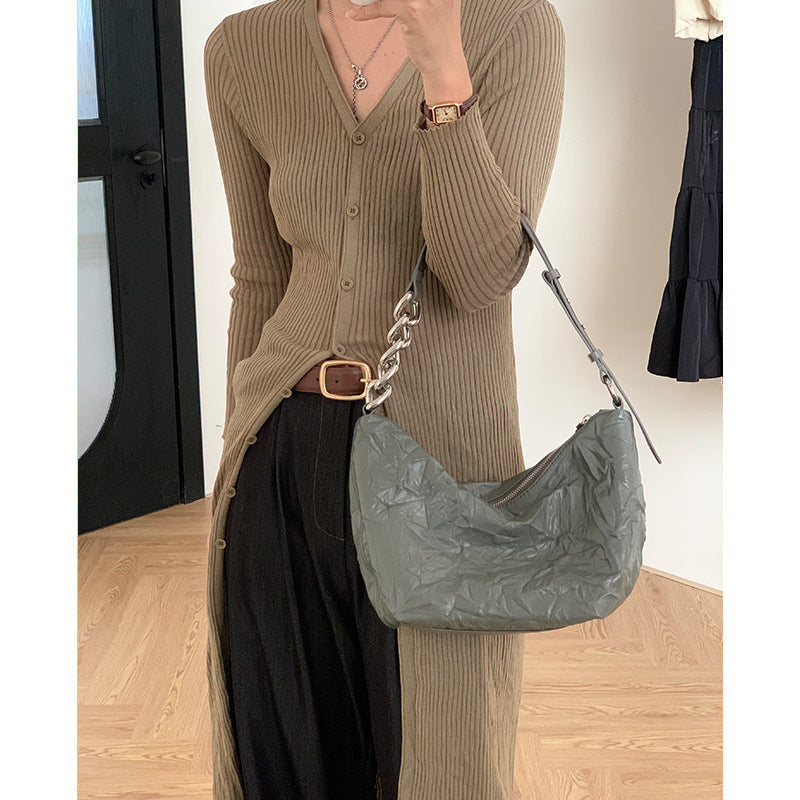 Women's Leather High-grade Simple Large Capacity Underarm Armpit Bags