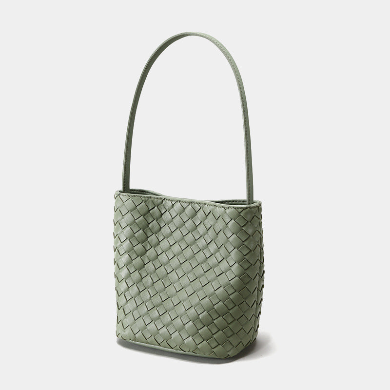 Sheepskin Hand-woven Retro Commuter Niche Korean Bucket Bags
