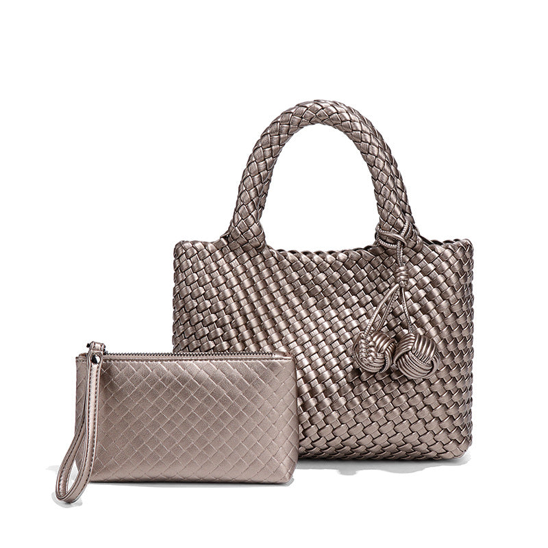Women's Texture Hand-woven Fashionable Stylish Pairs Of Hand-held Handbags