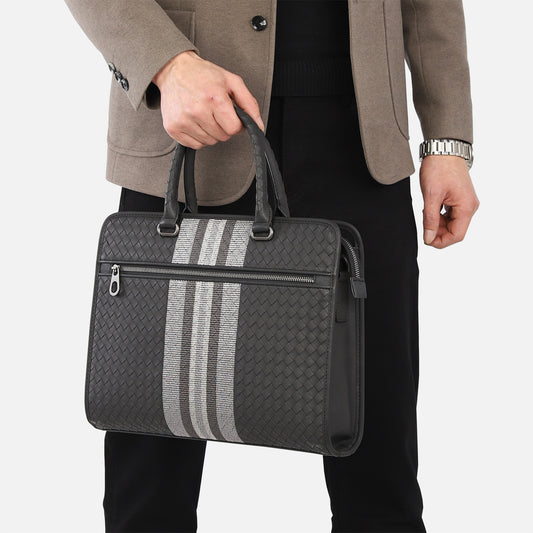 Men's Weaving Waxed Cowhide Portable Business Fashion Men's Shoulder Bags