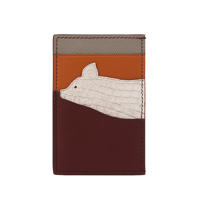 Zodiac Crocodile Sheepskin Hand Sewing Multiple Card Holder