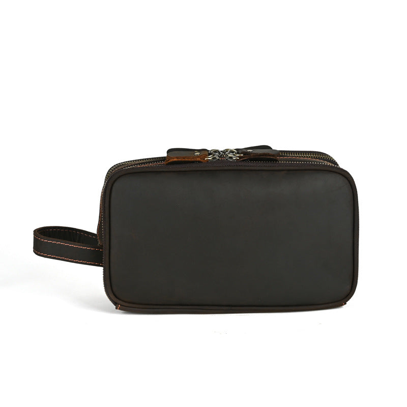 Men's Retro Crazy Horse Leather Clutch Wash Large Bags