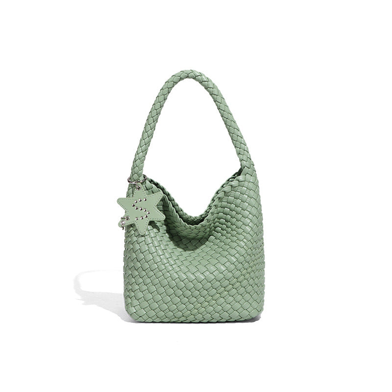 Women's Live Broadcast Champagne Gold Woven Large Shoulder Bags
