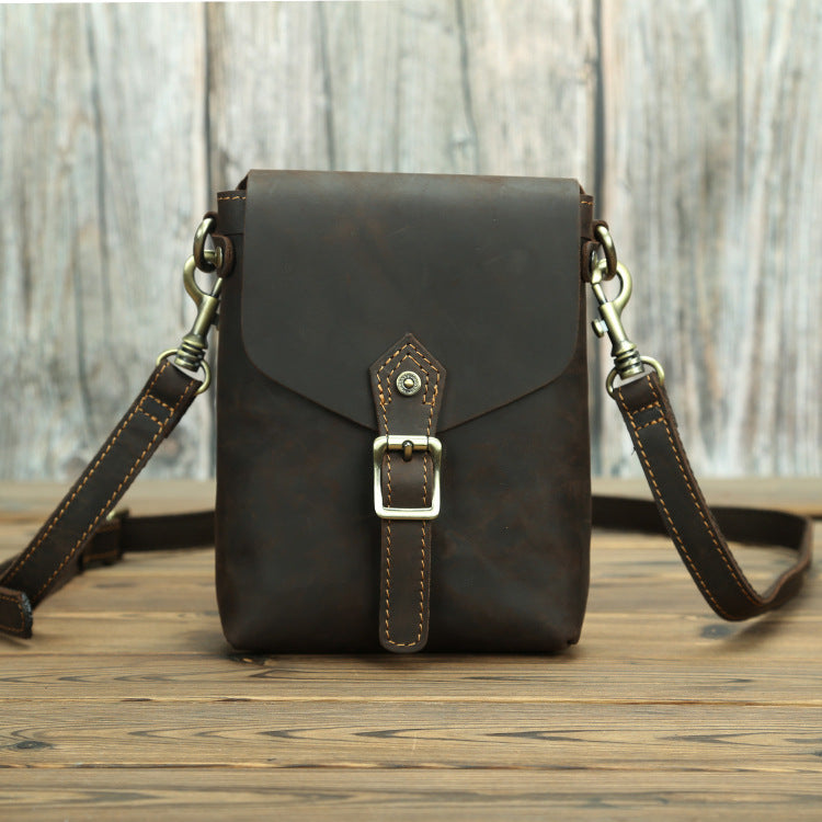 Men's Layer Cowhide Mini Durable Retro Crazy Men's Messenger Bags