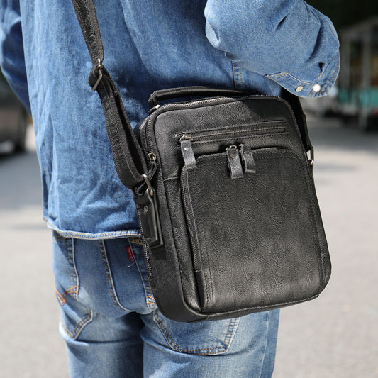 Genuine Cowhide Leather Retro Crazy Horse Men's Shoulder Bags