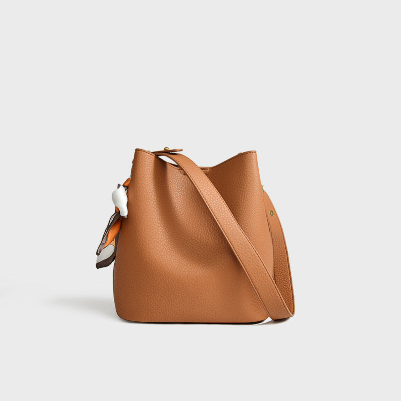 Women's Leather Free Silk Scarf Mother Advanced Bucket Bags
