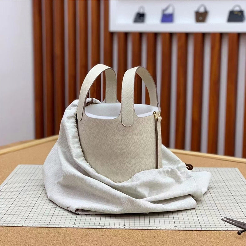 Women's Vegetable Basket First Layer Cowhide Large Shoulder Bags