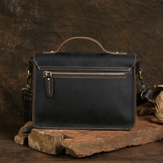 Men's Ancient Hipster Crazy Horse Leather Retro Men's Shoulder Bags