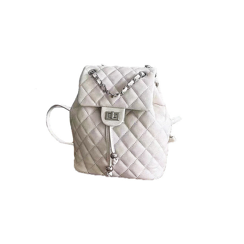 Women's Fashionable Diamond Pattern Mini Cowhide Classic Backpacks