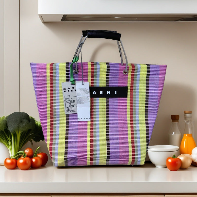 Xi Straw Woven Leisure Shopping Colorful Handbags