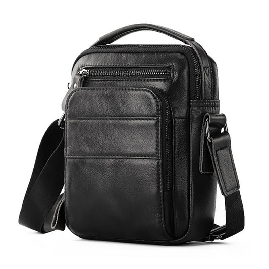 Men's Top Layer Cowhide Leather Vertical Business Men's Messenger Bags