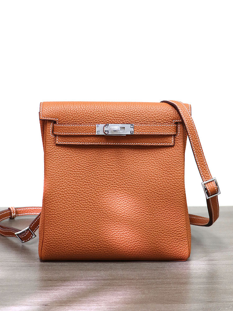 Women's Ebony Color Kelly Portable Fashion Cowhide Backpacks