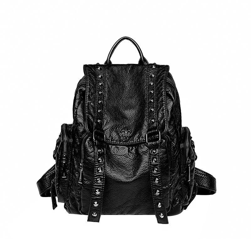 Women's Fashion Orange Washed Leather Soft Large Backpacks