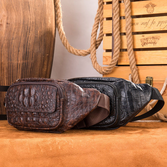 Men's Crocodile Pattern Retro Fashion First Layer Men's Waist Packs