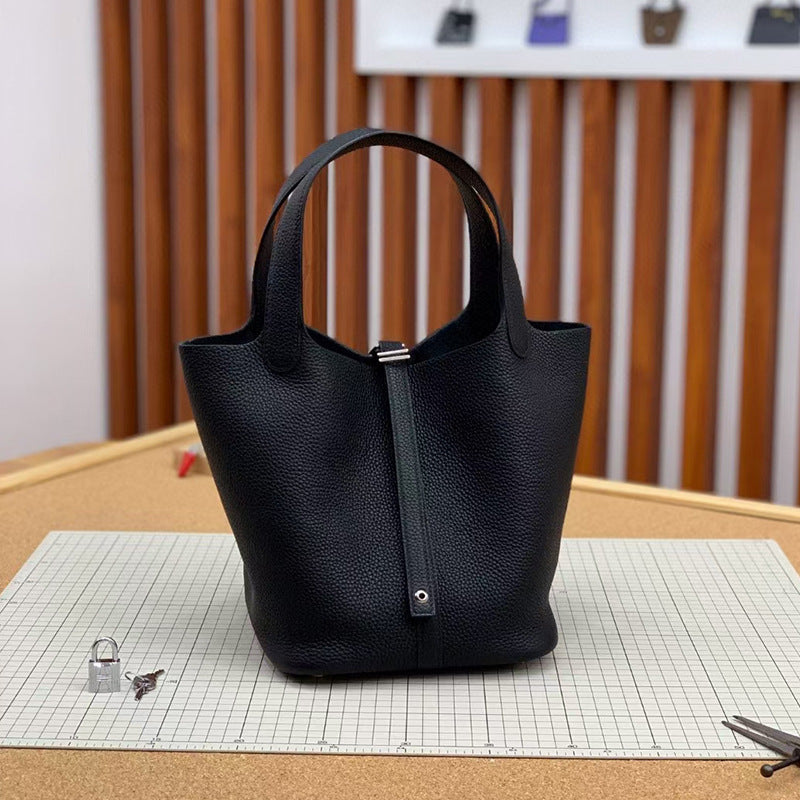 Women's Vegetable Basket First Layer Cowhide Large Shoulder Bags