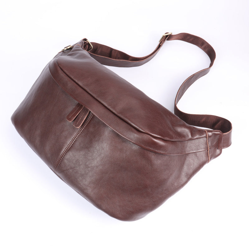 Men's First Layer Cowhide Vintage Genuine Leather Men's Chest Bags